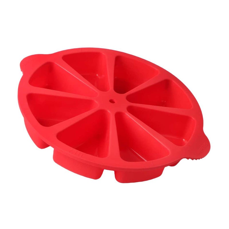 SHEbaking Scone Pan Silicone Triangle Cake Mold for Baking Nonstick Cornbread Pan 8 Cavity Pie Silicone Mold Perfect for Brownies, Muffin, Cupcake, Soap, polenta, or biscuits (Red) - Image 1